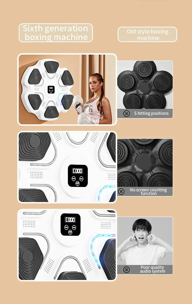 Music Boxing Machine, Smart Bluetooth Boxing Machine with Gloves, Wall Mounted Punching