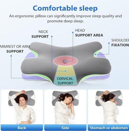 Cervical Pillow for Neck and Shoulder Ergonomic Memory Foam Pillows Sleeping Neck Support Pillow for Side Back Stomach Sleepers